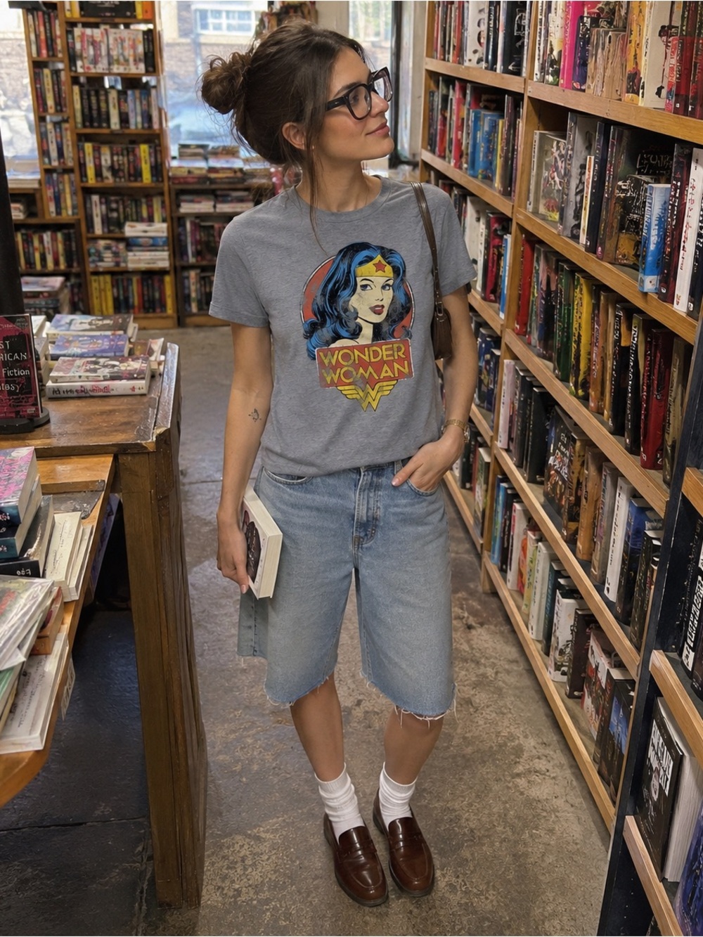 Wonder Woman Burnout Graphic Tee DC Comics Distressed Grunge Y2K Retro Superhero